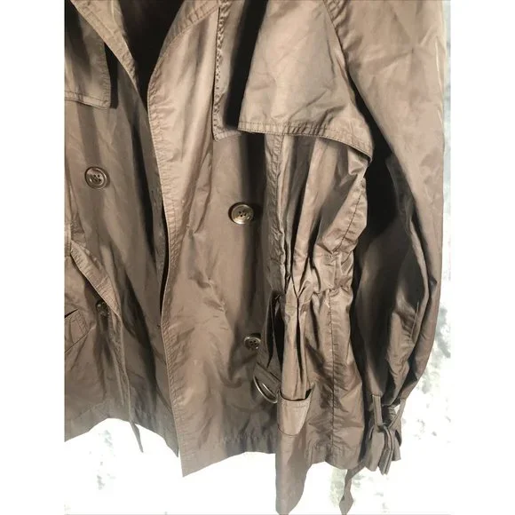 Daisy Fuentes 2 Button Woman’s Belted Wind Breaker Jacket Large Brown - Picture 3 of 13
